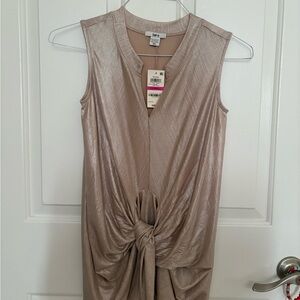 Bar III Shimmering Beige V-Neck Blouse